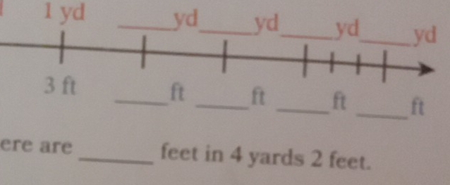 1 yd _ 
ere are _feet in 4 yards 2 feet.