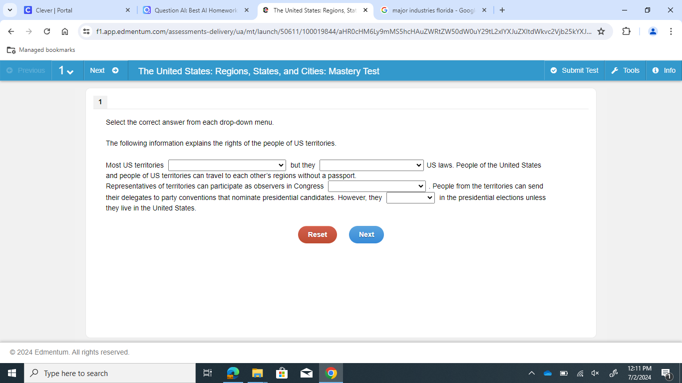 Solved: Clever | Portal Question Al: Best Al Homework The United States ...