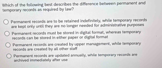 Solved: Which of the following best describes the difference between ...