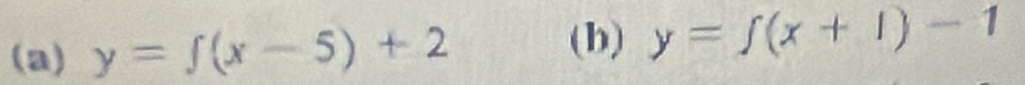 y=f(x-5)+2
(b) y=f(x+1)-1