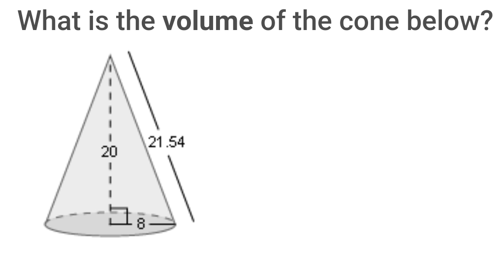 What is the volume of the cone below?