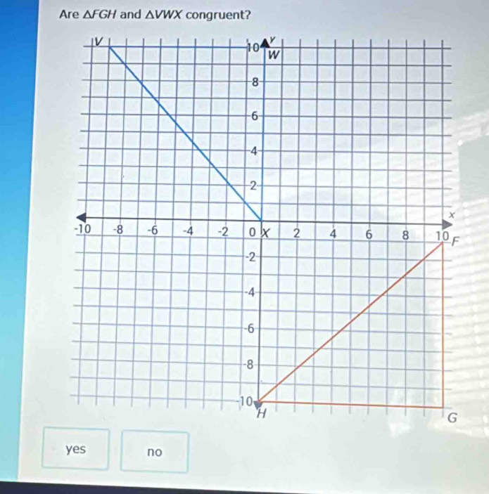 Are △ FGH and △ VWX
yes no