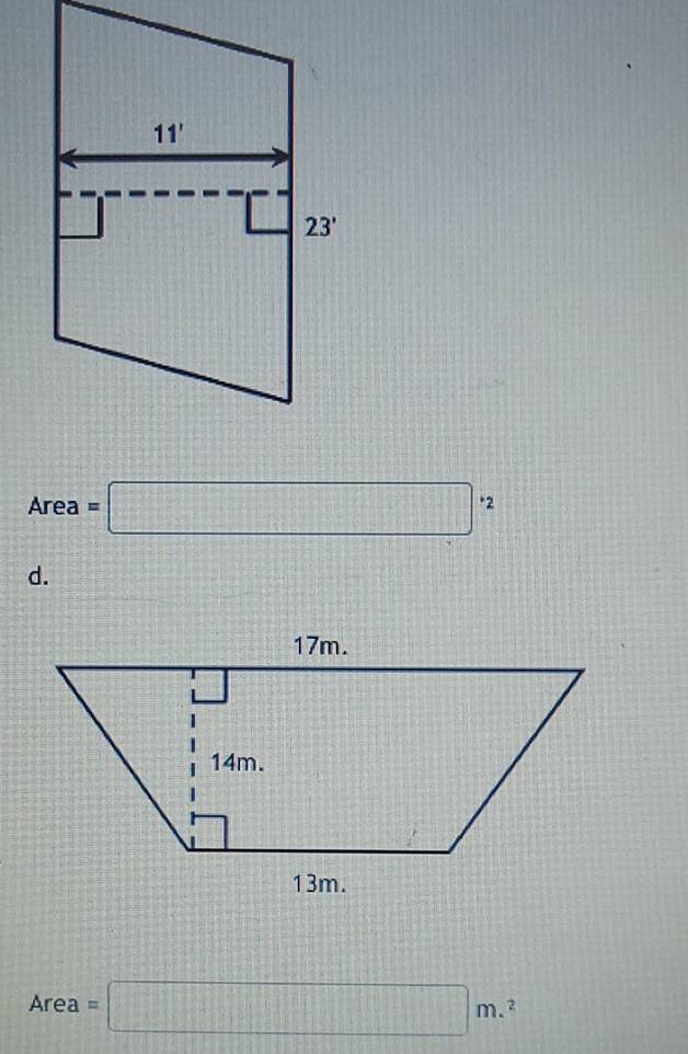 Area =□°2
d.
Area=□ m.^2