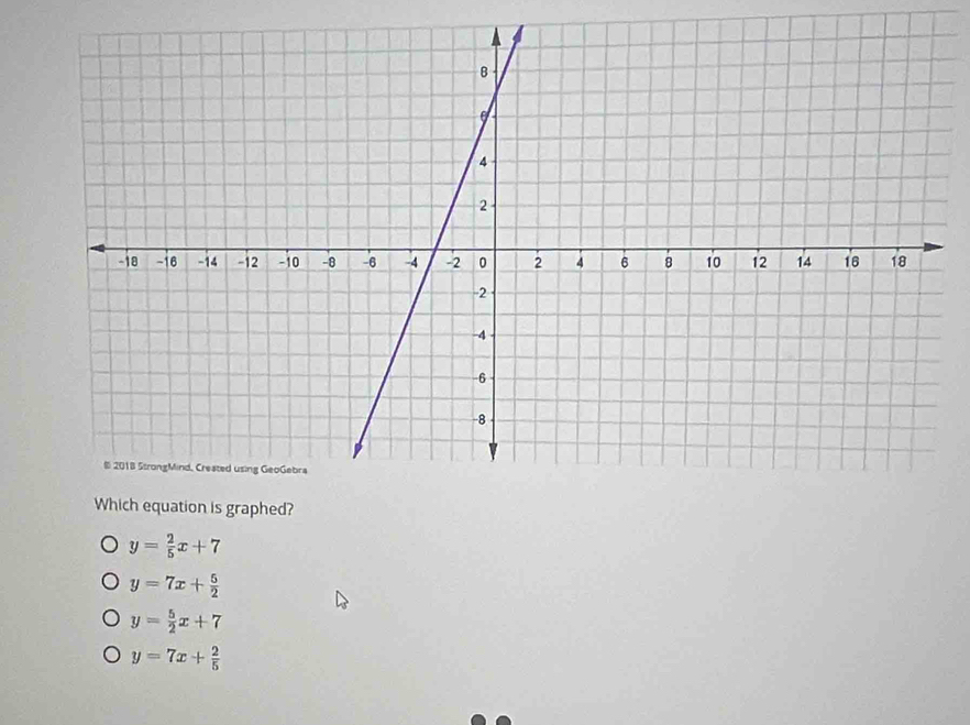 y= 2/5 x+7
y=7x+ 5/2 
y= 5/2 x+7
y=7x+ 2/5 