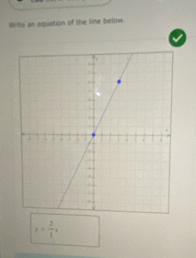 Write an equation of the line below.
y= 2/1 x