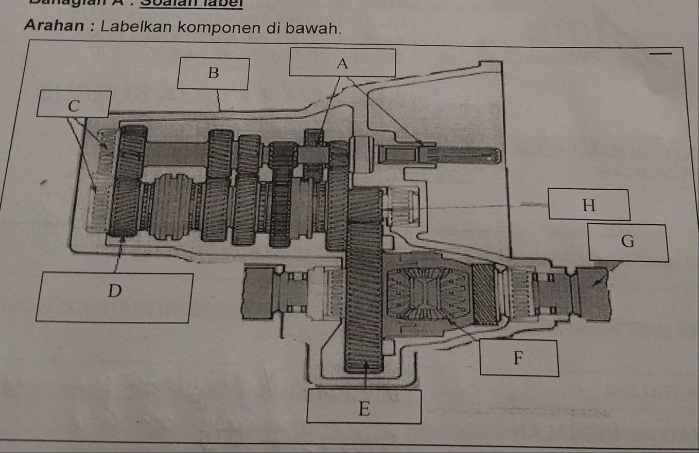 gian A : Soalan laber 
Arahan : Labelkan komponen di bawah.