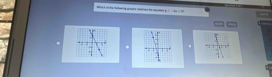 of 
Which of the following graphs matches the equation y=-4x+37
CL EAR CHEE 
L