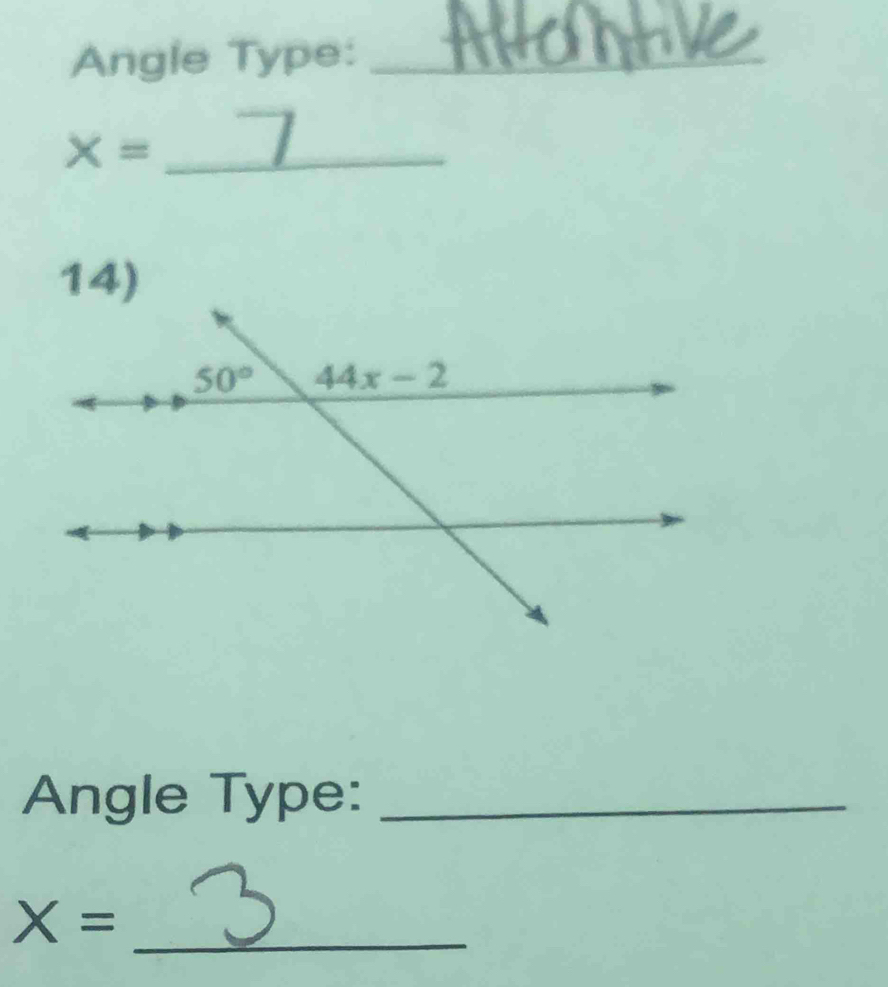 Angle Type:_
_ X=
Angle Type:_
X= _