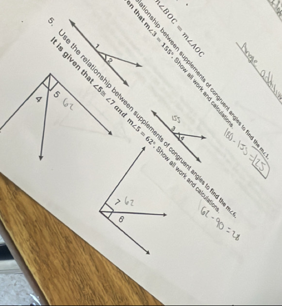 .
f_6
 1/3 : 1/7 
T              b

m∠ 5=62°
o