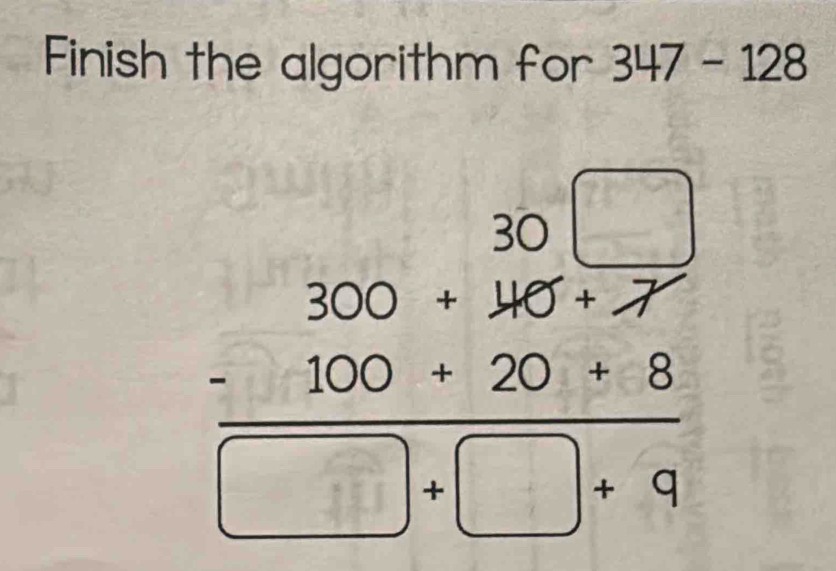 Finish the algorithm for 347-128
frac  ^ °°