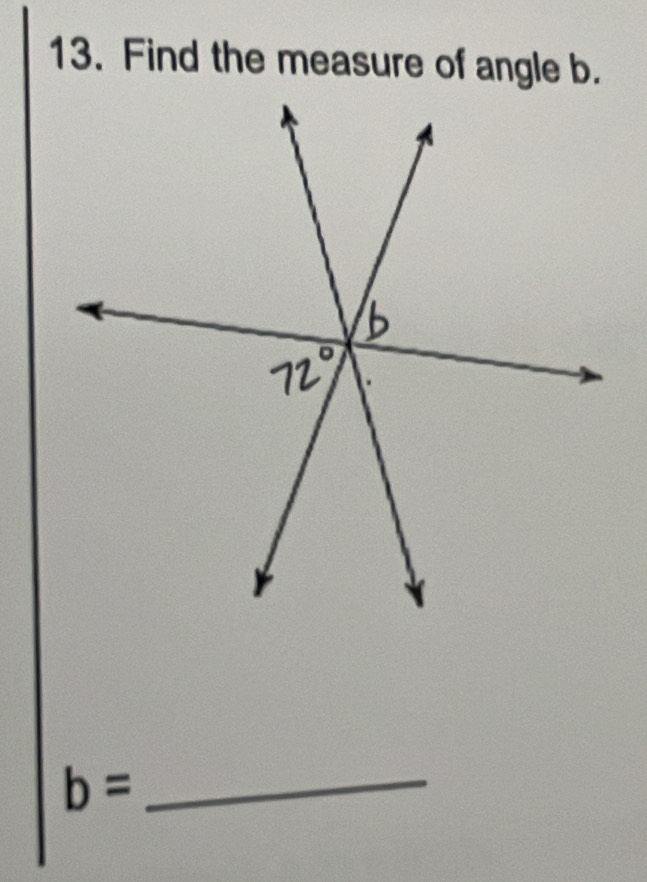 Find the measure of angle b.
b= _