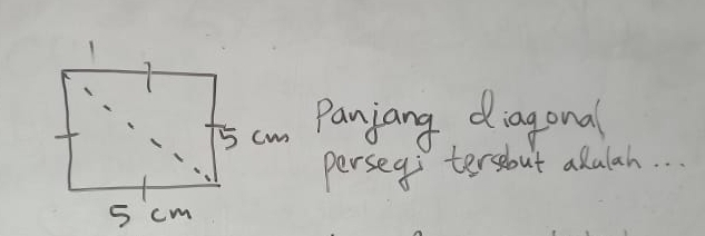 Panjang diagona 
perseg; tersebut akalah. . .