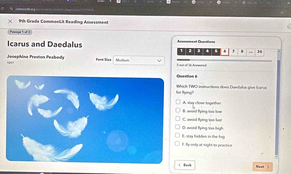 Solved: 9th Grade CommonLit Reading Assessment Passage 1 of 3 Icarus ...