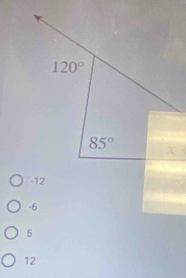 120°
85°
 1/2 
-12
-6
5
12