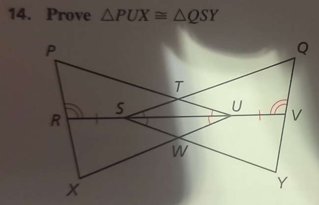 Prove △ PUX≌ △ QSY