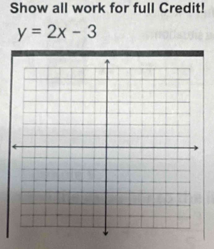 Show all work for full Credit!
y=2x-3