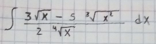 ∈t  (3sqrt(x)-5sqrt[3](x^2))/2sqrt[4](x) dx