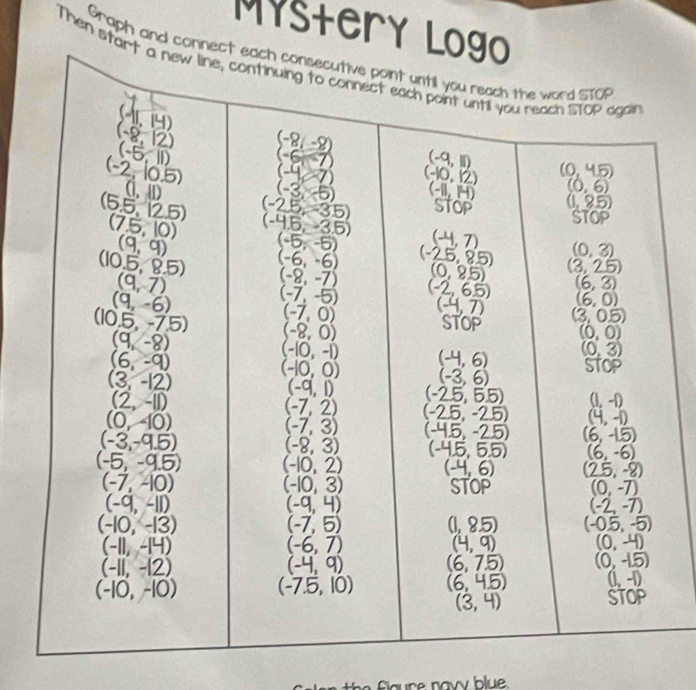 Mystery Logo
Graph and connect each
Then start a