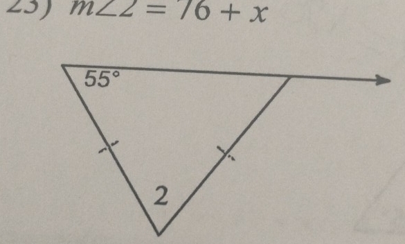 m∠ 2=76+x