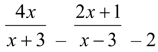  4x/x+3 - (2x+1)/x-3 -2