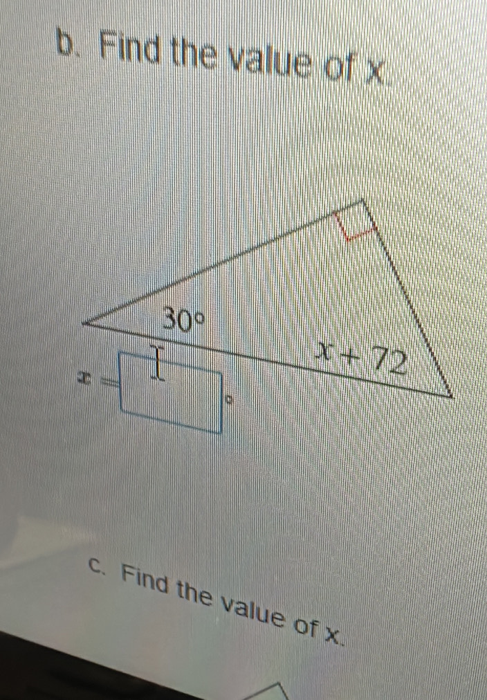 Find the value of x
c. Find the value of x