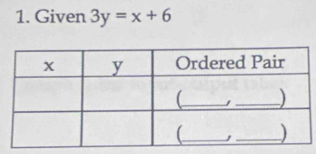 Given 3y=x+6