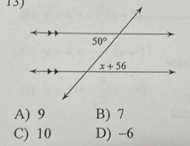 A) 9 B) 7
C) 10 D) -6