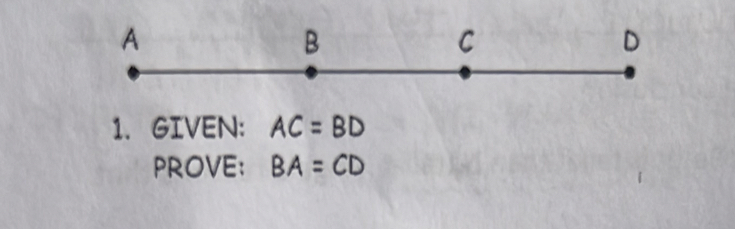 GIVEN: AC=BD
PROVE: BA=CD