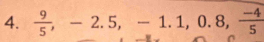  9/5 , -2.5, -1.1, 0.8,  (-4)/5 