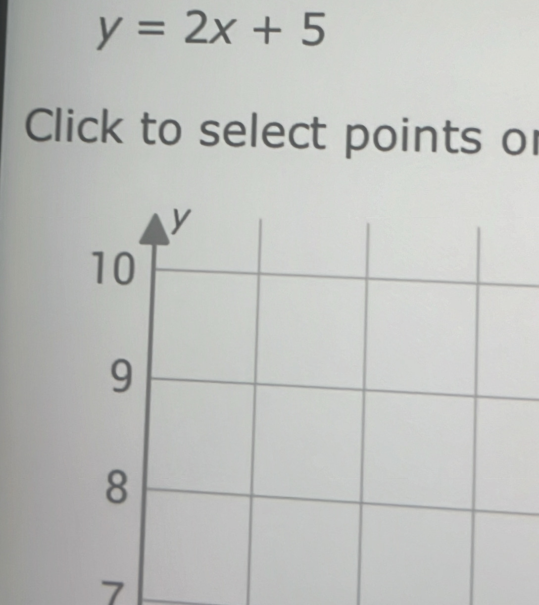 y=2x+5
Click to select points o
7