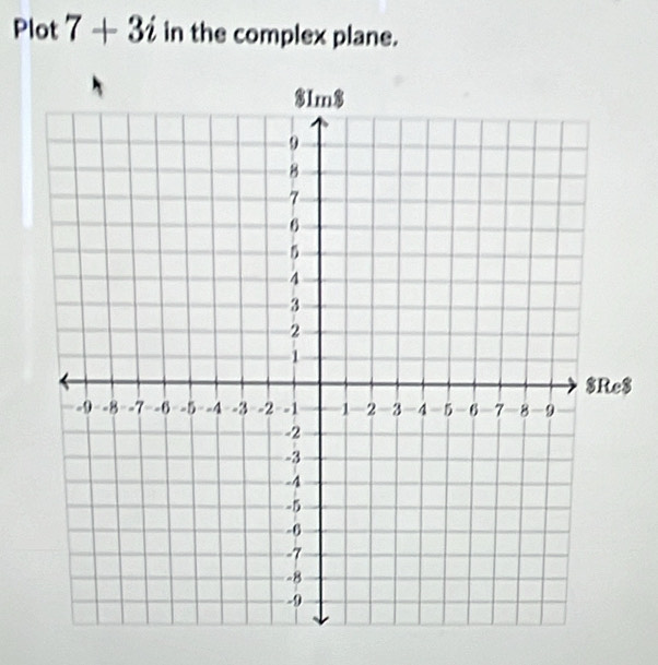 Plot 7+3i in the complex plane. 
$