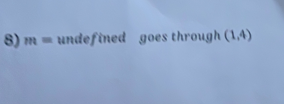 m= undefined goes through (1,4)