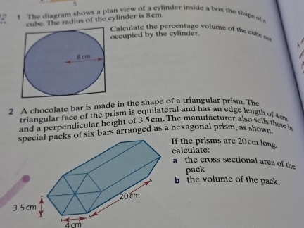 Solved: 5 2 1 The diagram shows a plan view of a cylinder inside a box ...