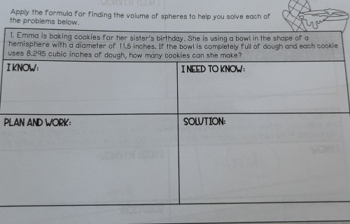 Apply the formula for finding the volume of spheres to help you solve each of 
the 
1 
h 
u 
I 
PL