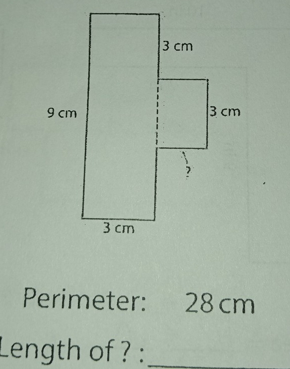 Perimeter: 28 cm
Length of ? :_