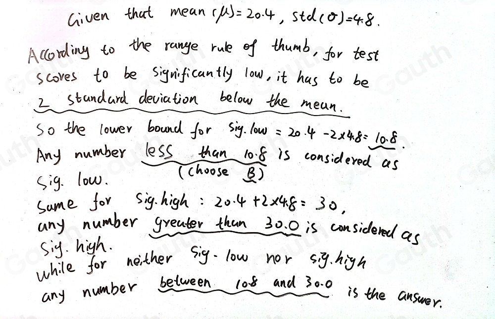 Solved: Use the range rule of thumb to identify the values that are ...