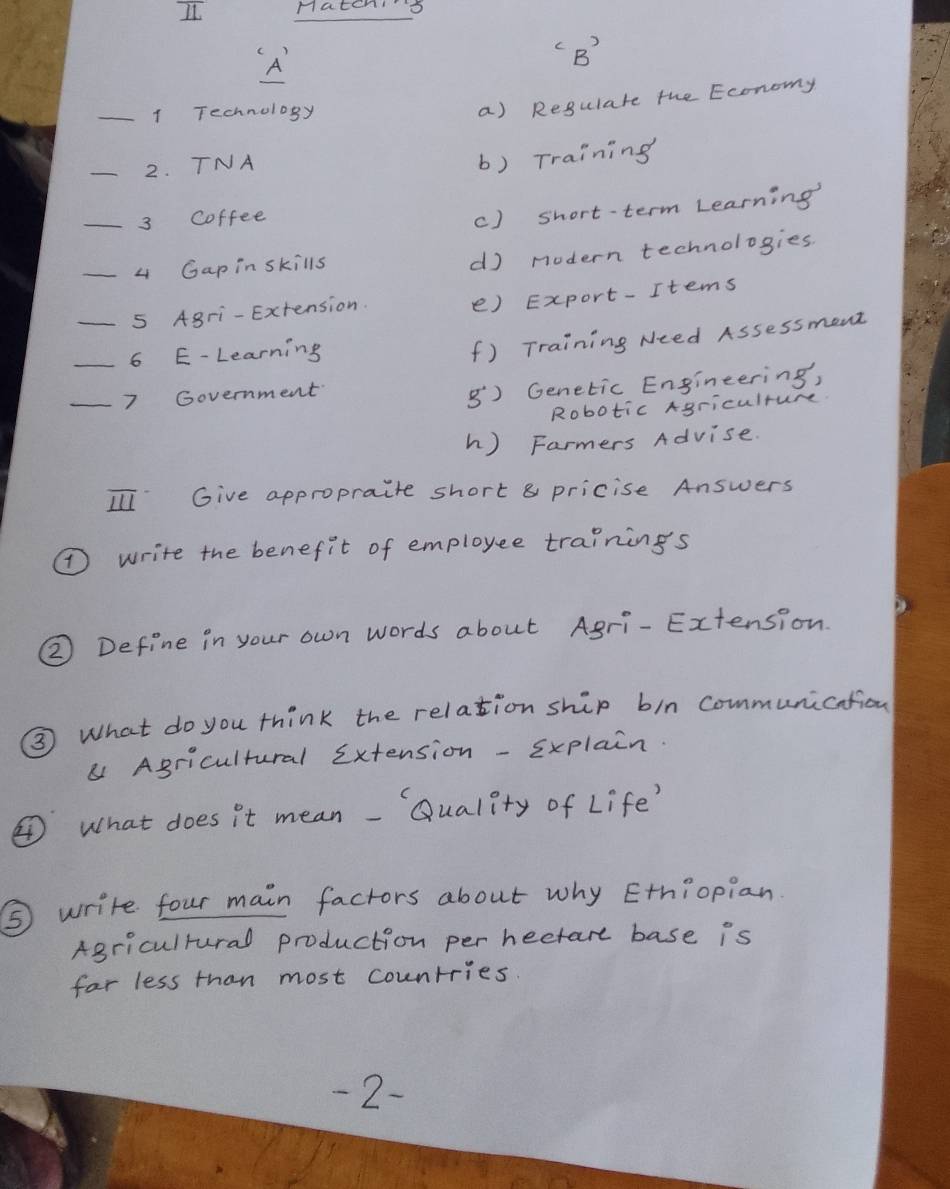 Résolu :It Mateh 5 A (B _1 Technology a) Regulate the Economy _2. TNA b ...