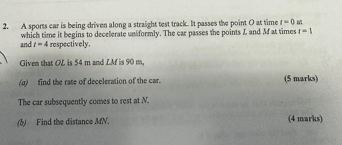 Solved: A sports car is being driven along a straight test track. It ...