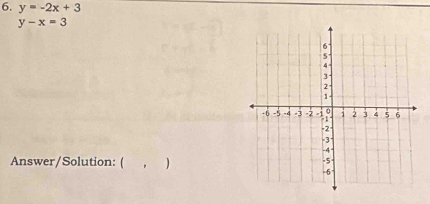y=-2x+3
y-x=3
Answer/Solution: ( , )