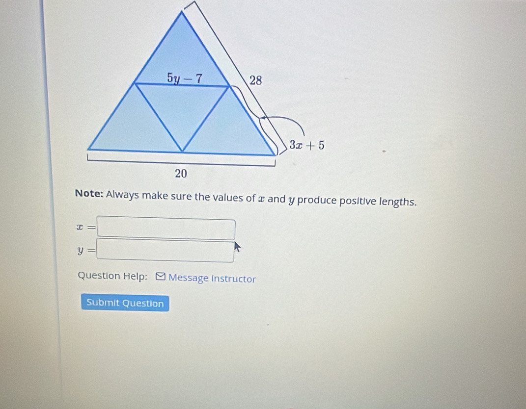 x=□
y=□
Question Help: - Message instructor
Submit Question