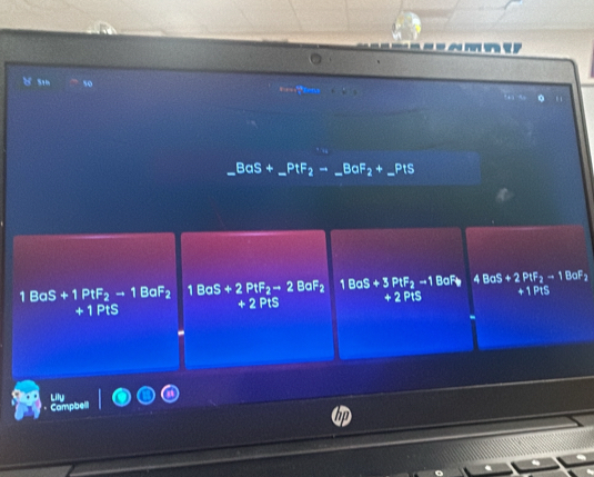 s1 so . 
_ BaS+ _  PtF_2to _ BaF_2+_ PtS _
1BaS+1PtF_2to 1BaF_2 1BaS+2PtF_2to 2BaF_2 1BaS+3PtF_2to 1BaF_t 4BaS+2PtF_2-1BaF_2
+ 1 PtS + 2 PtS +2PtS +1PtS