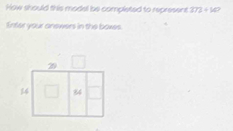 How should this model be completed to represent 272/ 142
Enter your anewers in the boxes.