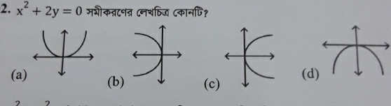 x^2+2y=0 मगीकन्न८नन्न Cनथिज Cकानपि?
(a)(b
(d)
(