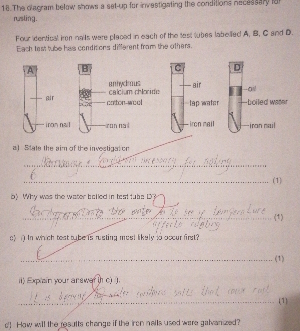 Solved: The diagram below shows a set-up for investigating the ...