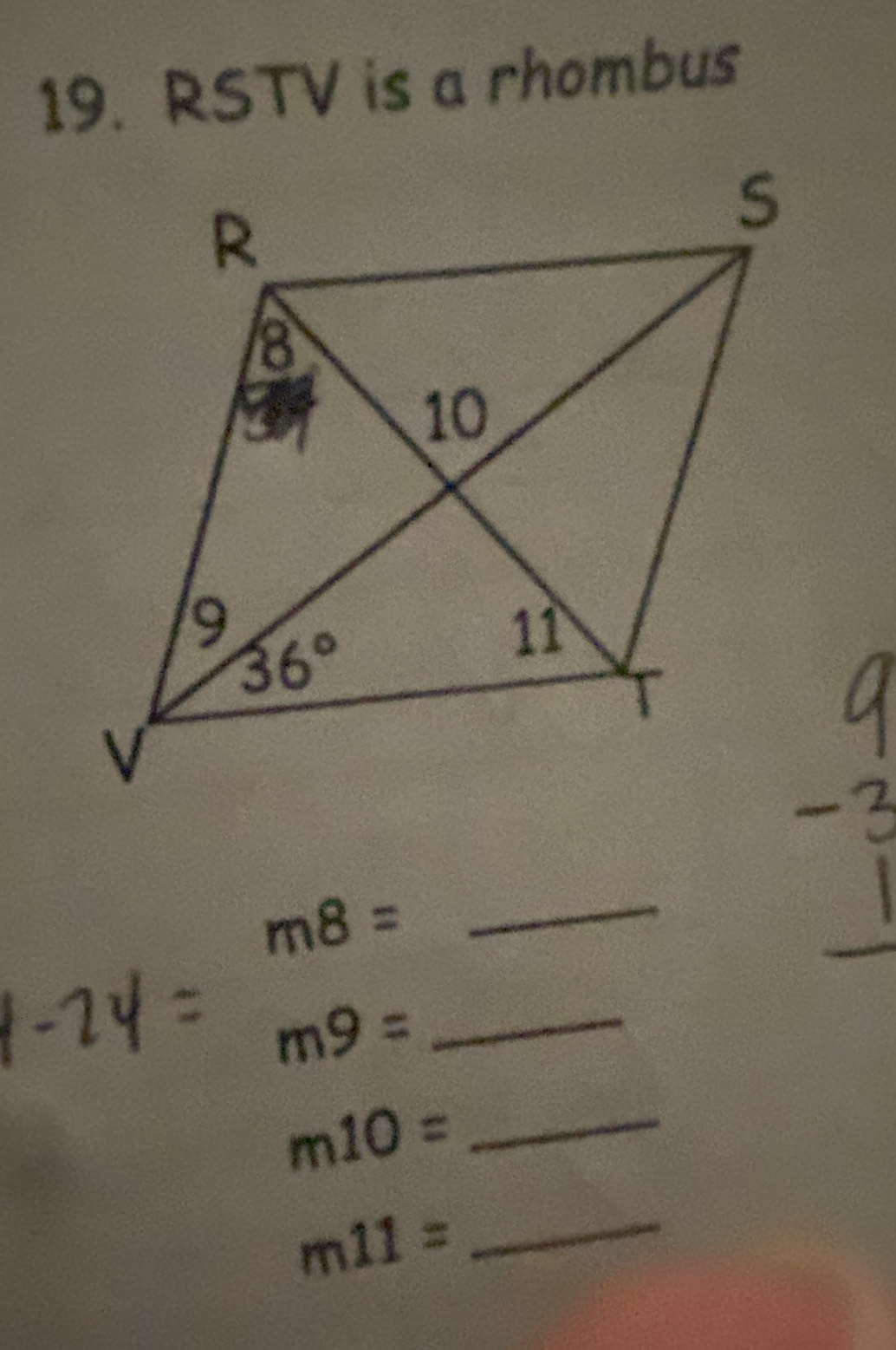 RSTV is a rhombus
m8= _
_
v= m9= _
_ m10=
m11= _