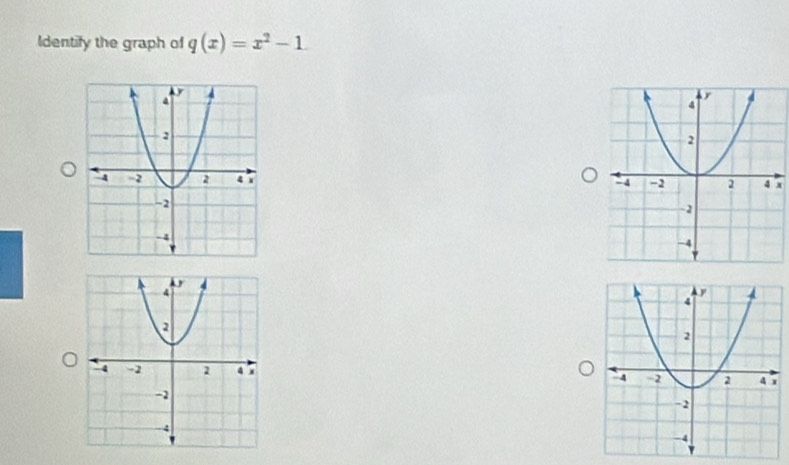 Identify the graph of q(x)=x^2-1
x