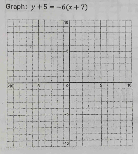 Graph: y+5=-6(x+7)
0