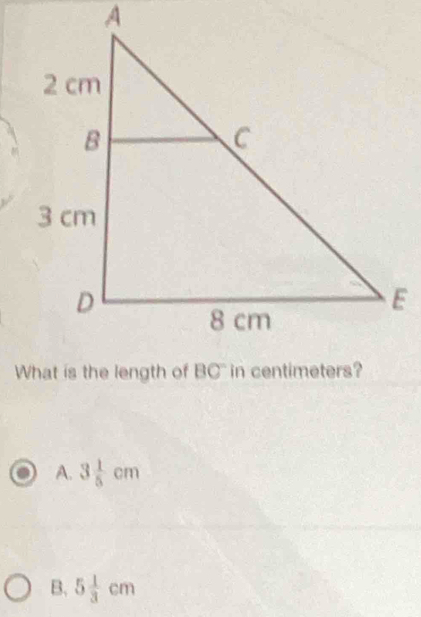 A. 3 1/5  cm
B. 5 1/3 cm