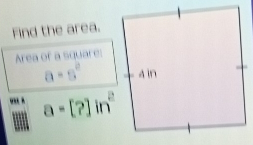 a=s^2
a=[?]in^2