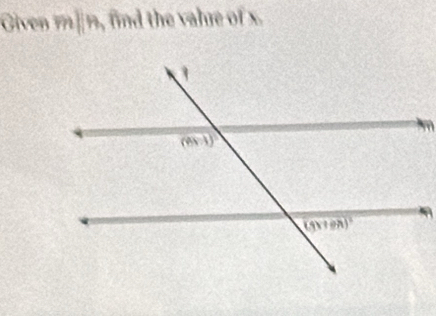 Given mparallel n , find the valre of x.